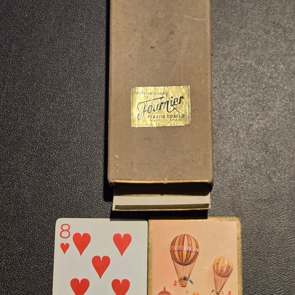 Fournier Playing Cards Vintage Gold Edged Hot Air Balloon Backs Made in Spain